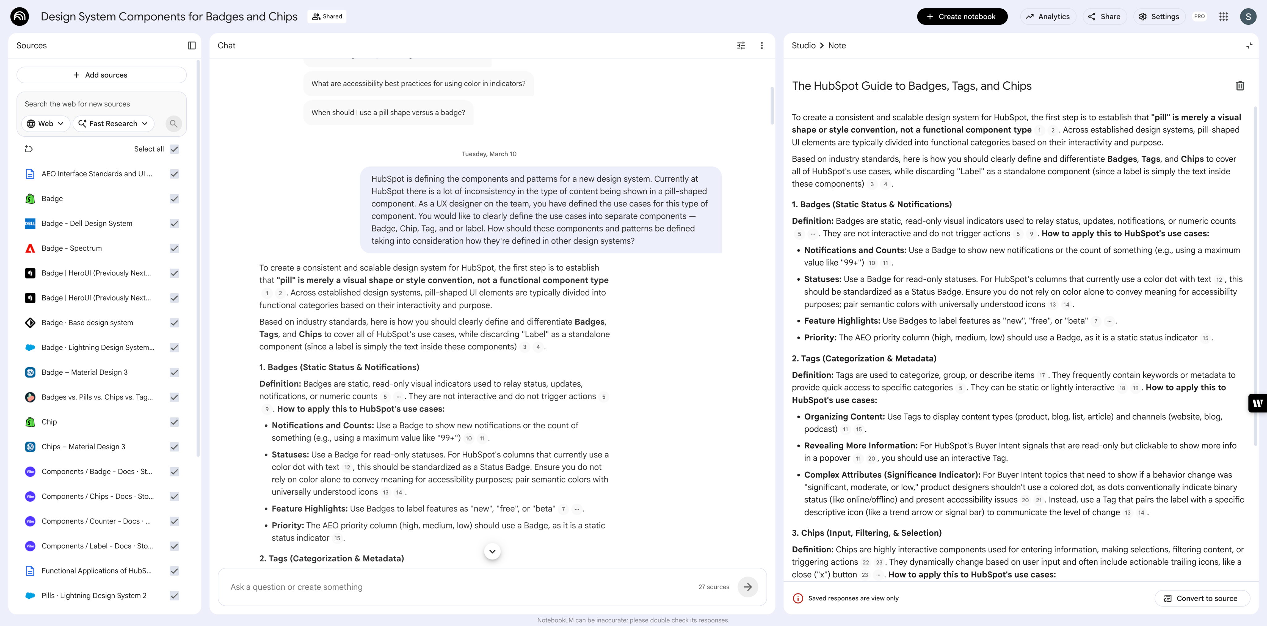 screen shot showing work down in NotebookLM